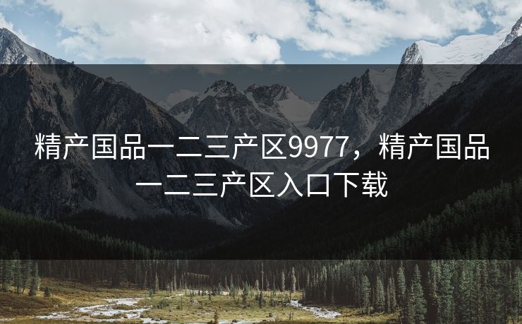 精产国品一二三产区9977，精产国品一二三产区入口下载