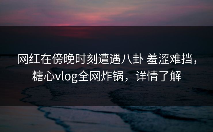 网红在傍晚时刻遭遇八卦 羞涩难挡，糖心vlog全网炸锅，详情了解