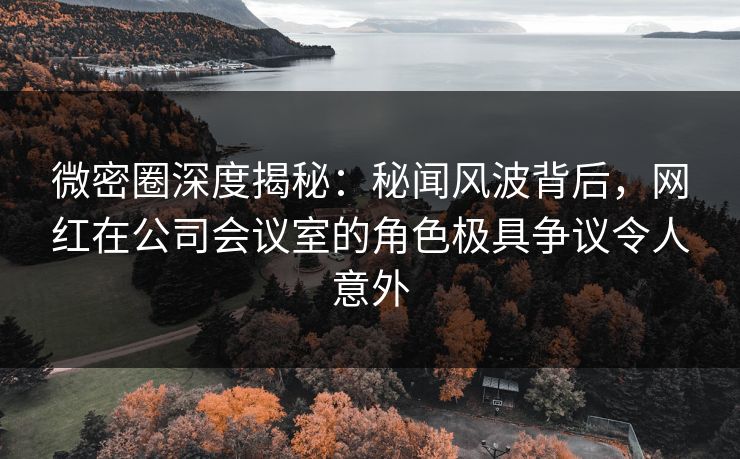 微密圈深度揭秘：秘闻风波背后，网红在公司会议室的角色极具争议令人意外