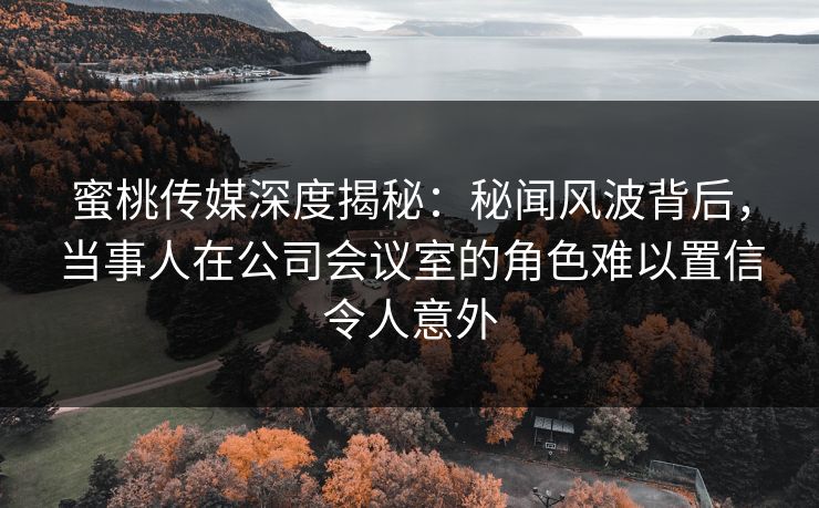 蜜桃传媒深度揭秘：秘闻风波背后，当事人在公司会议室的角色难以置信令人意外