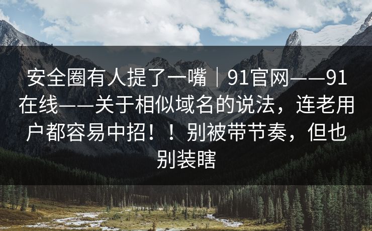 安全圈有人提了一嘴|91官网——91在线——关于相似域名的说法,连老用户都容易中招!!别被带节奏,但也别装瞎